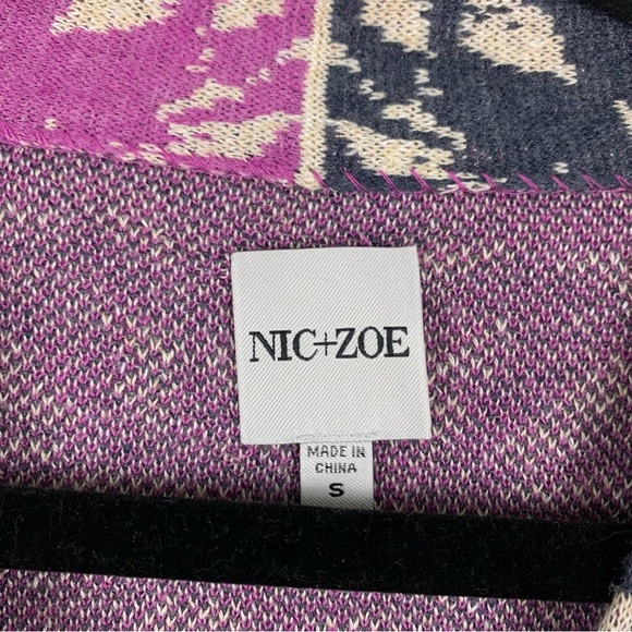 Nic + Zoe Animal Instincts Zebra Striped Sweater Button Front Cardigan Small - Picture 12 of 16